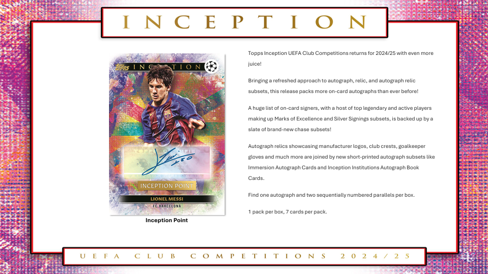 2024-25 Topps Inception UEFA Club Competitions Soccer Cards Checklist and Product Breakdown