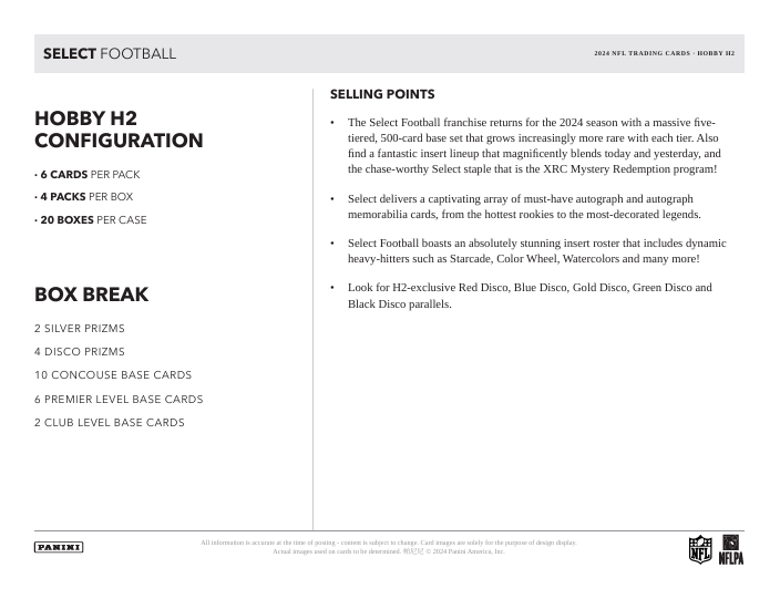 2024 Panini Select Football Hobby Hybrid H2
