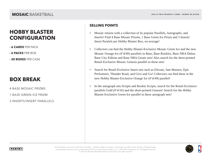 2024-25 Panini Mosaic Basketball Hobby Blaster