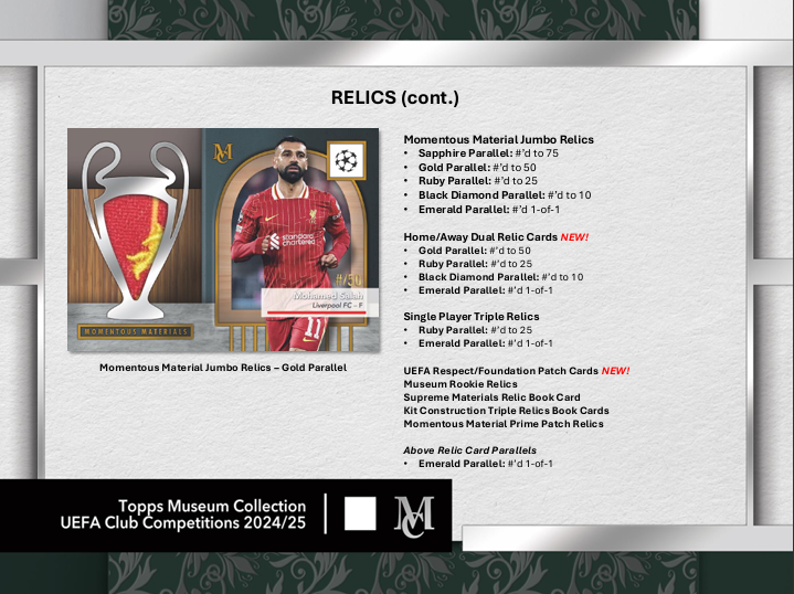 2024-25 Topps UEFA Club Competitions Museum Collection Soccer Hobby Box