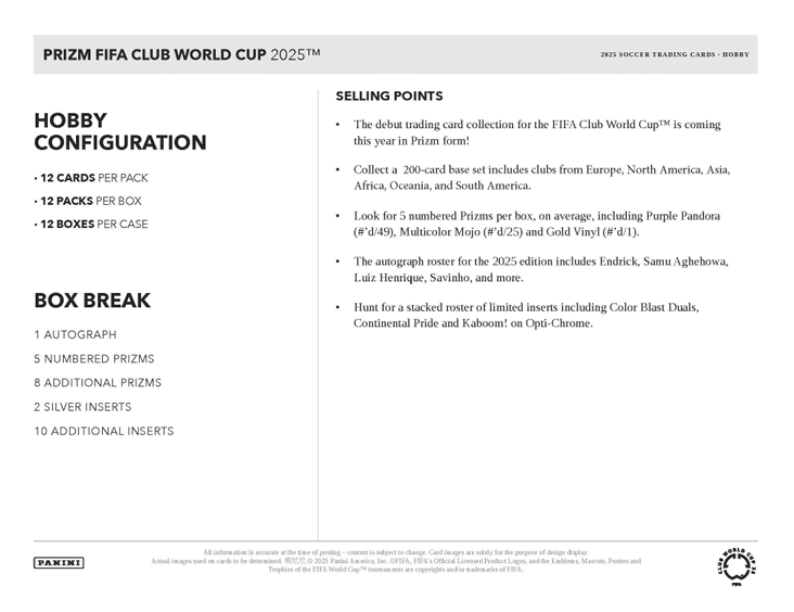 2025 Prizm FIFA Club World Cup Soccer Hobby Box