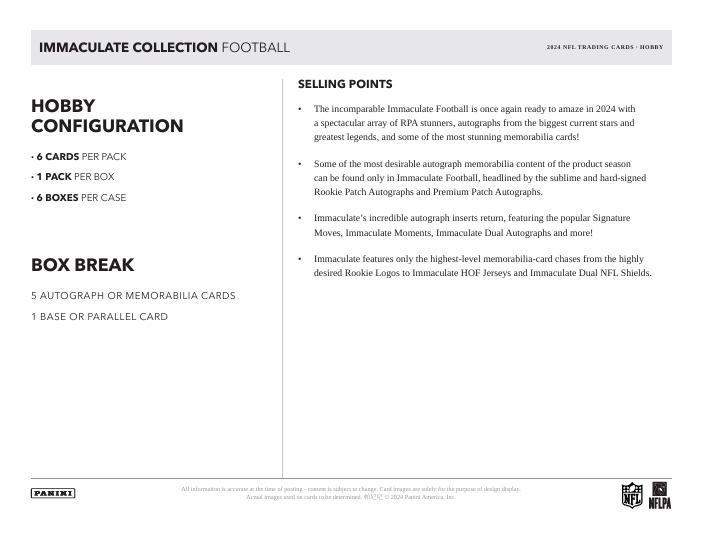 2024 Panini Immaculate Collection Football Hobby Box