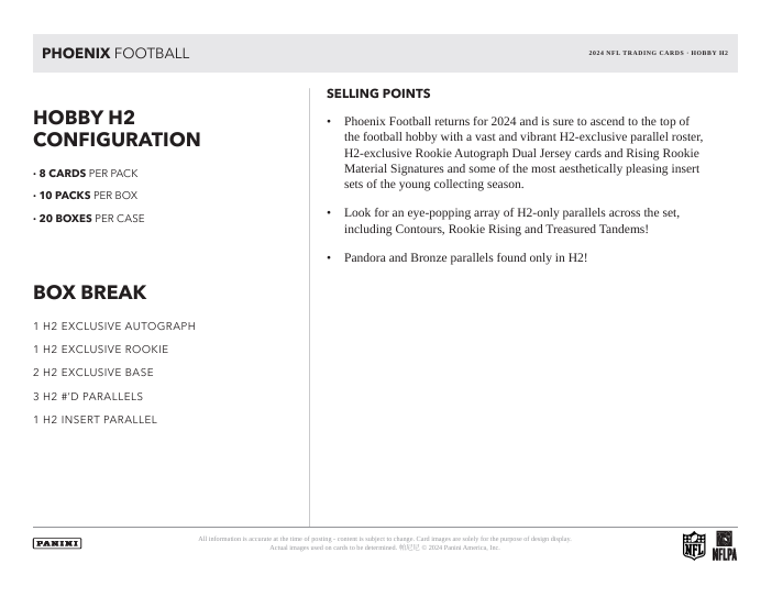 2024 Panini Phoenix Football Hobby Hybrid H2