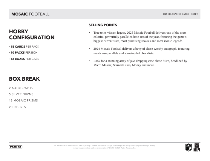 2025 Panini Mosaic Football Hobby Box