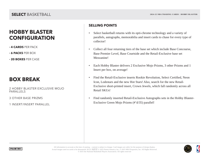 2024-25 Panini Select Basketball Hobby Blaster