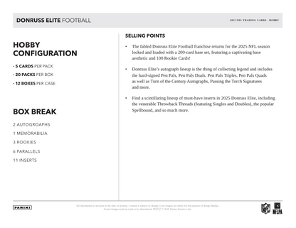 2025 Donruss Elite Football Hobby Box