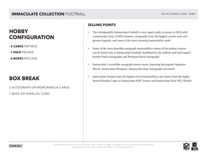2024 Panini Immaculate Collection Football Hobby Box