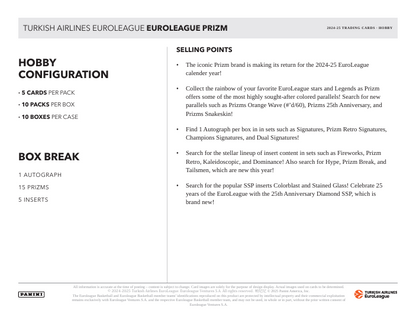 2024-25 Prizm Euroleague Basketball Hobby Box