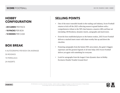2025 Score Football Hobby Box