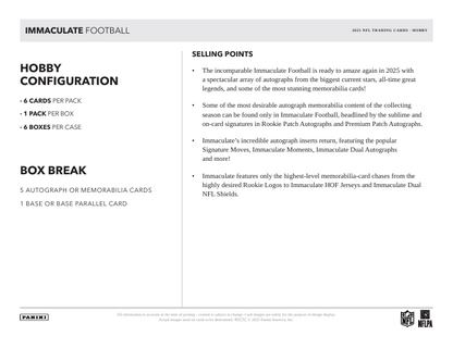 2025 Panini Immaculate NFL Football Hobby Box