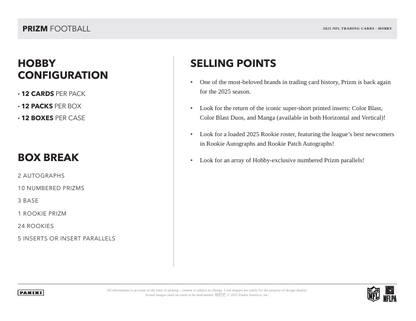 2025 Panini Prizm NFL Football Hobby Box