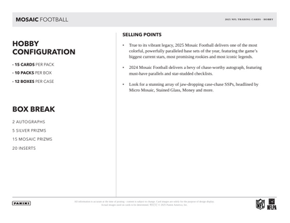 2025 Panini Mosaic Football Hobby Box