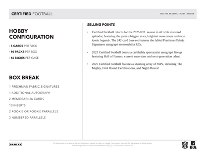 2025 Panini Certified Football Hobby Box