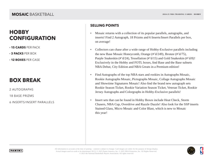 2024-25 Panini Mosaic Basketball Hobby Box