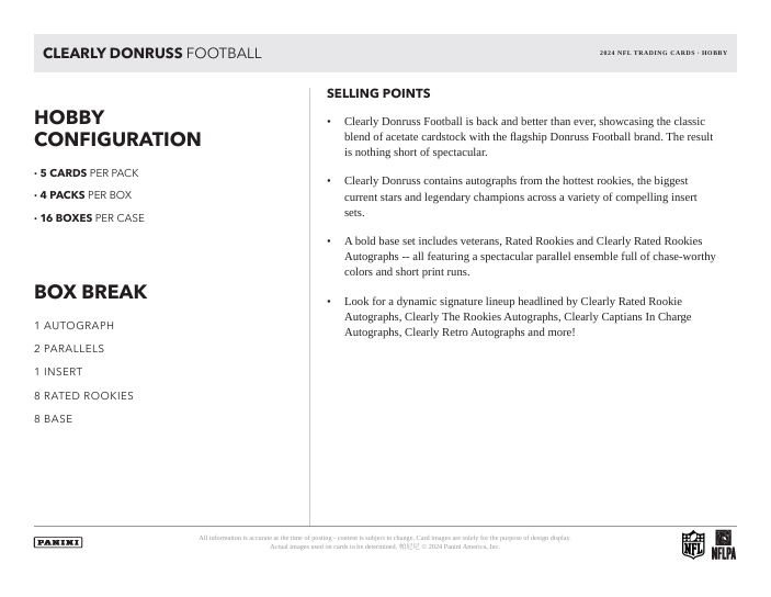 2024 Clearly Donruss Football Hobby Box