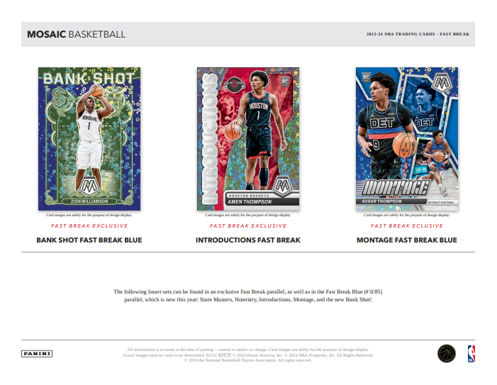 2023-24 Panini Mosaic Fast Break Basketball Hobby Box