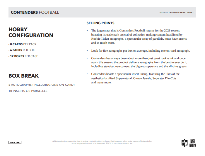2023 Panini Contenders Football Hobby Box