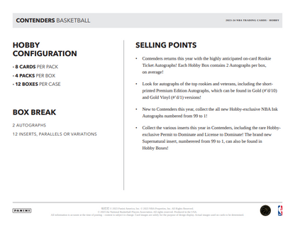 2023-24 Panini Contenders Basketball Hobby Box