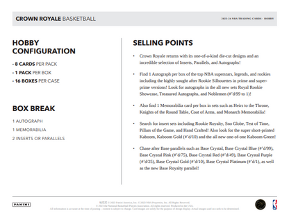 2023-24 Panini Crown Royale Basketball Hobby Box