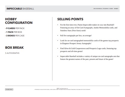 2024 Panini Impeccable Baseball Hobby Box