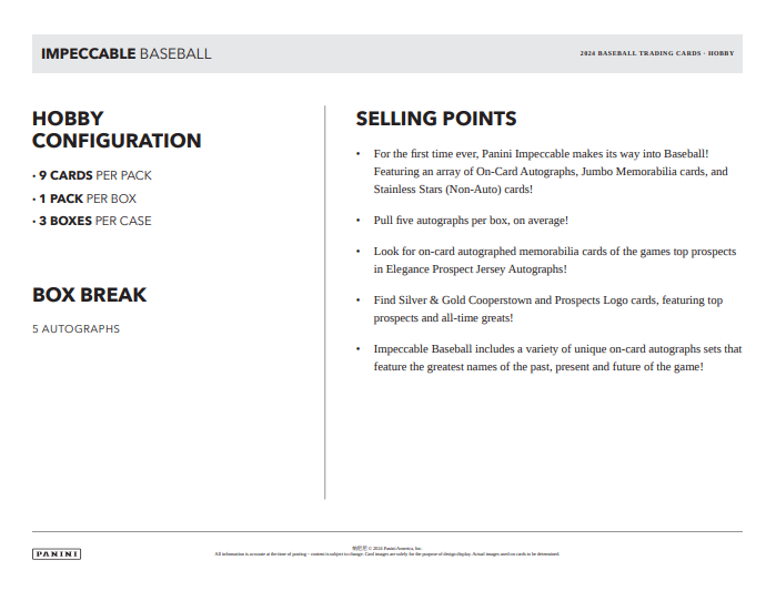 2024 Panini Impeccable Baseball Hobby Box