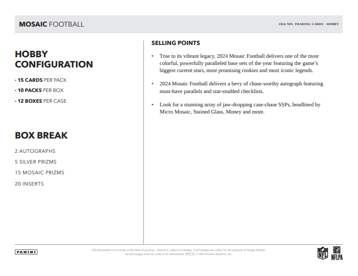 2024 Panini Mosaic Football Hobby Box