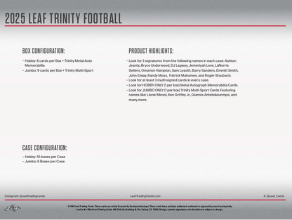 2025 Leaf Trinity Football Jumbo Box