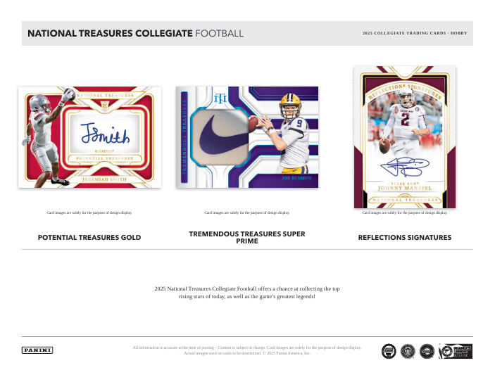 2025 Panini National Treasures Collegiate Football Hobby Box