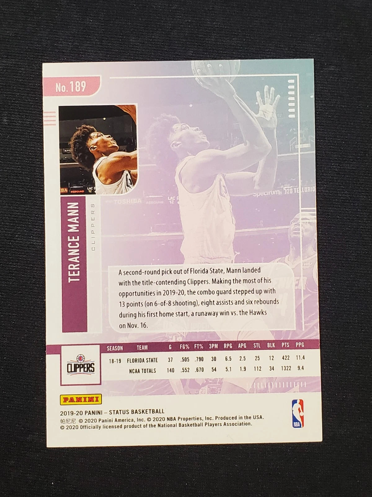 2019-20 Panini Status Red #189 Terance Mann (RC)