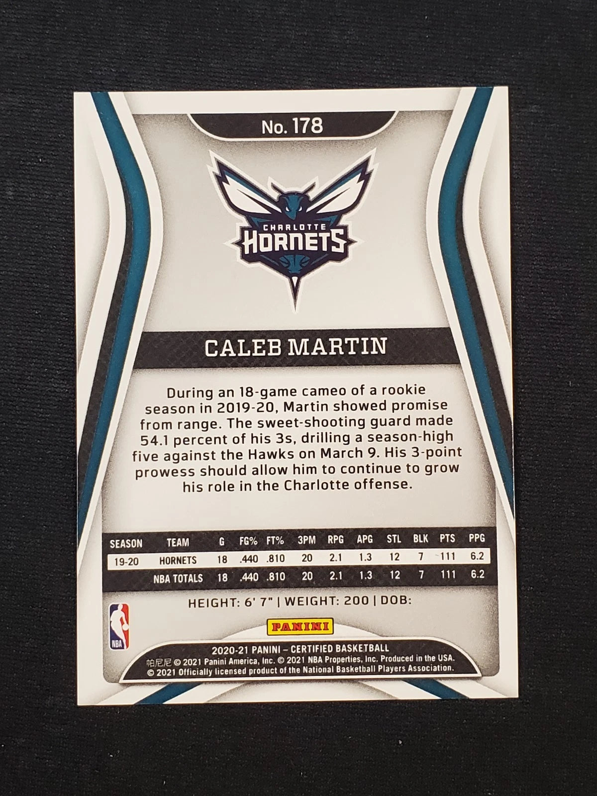 2020-21 Panini Certified - Caleb Martin #178 Mirror Blue (RC)