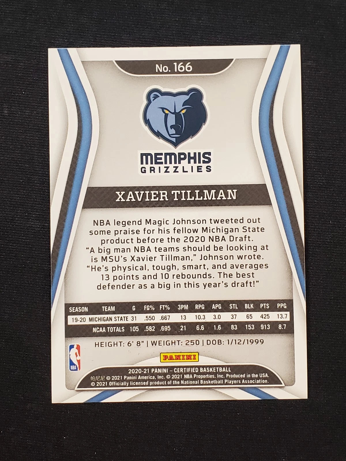 2020-21 Panini Certified - Xavier Tillman #166 Mirror Red (RC)
