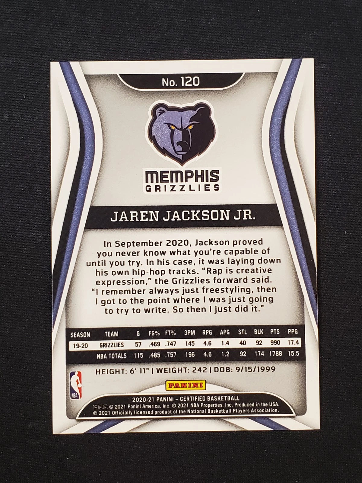 2020-21 Panini Certified - Jaren Jackson Jr. #120 Mirror Blue