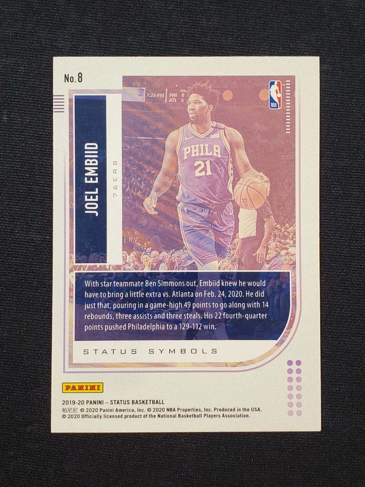 2019-20 Panini Status Symbols #8 Joel Embiid